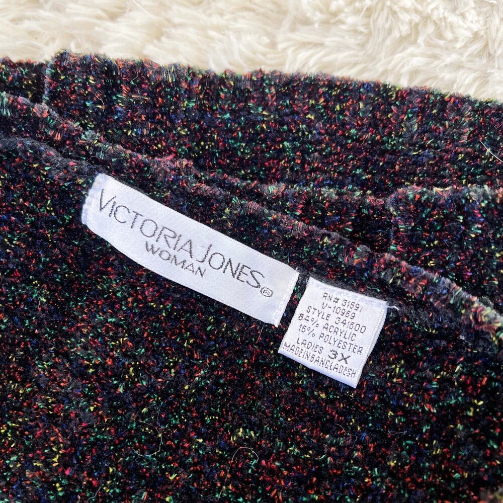 Vintage Victoria Jones Woman Black Chenille Sweater Plus Size 3X - DAMAGED
